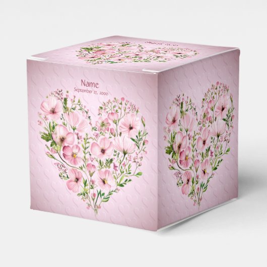 Pink Heart Floral Gevor Box Geschenkschachtel (Vorderseite)