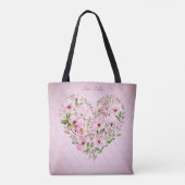 Pink Heart Floral Tote Bag Tasche (Rückseite)