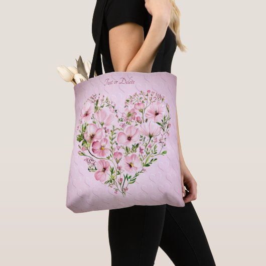 Pink Heart Floral Tote Bag Tasche (Von Nahem)