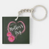 Pink Heart Flowers Mother's Day - Acrylic Keychain Schlüsselanhänger (Rückseite)