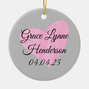 Pink Heart Foto Weihnachtsschmuck Baby Girl