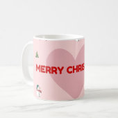 "Pink Heart Frohe Weihnachtskaffee Tasse mit Festi (Vorderseite Links)