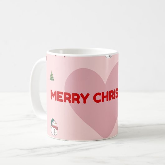 "Pink Heart Frohe Weihnachtskaffee Tasse mit Festi (Vorderseite Links)