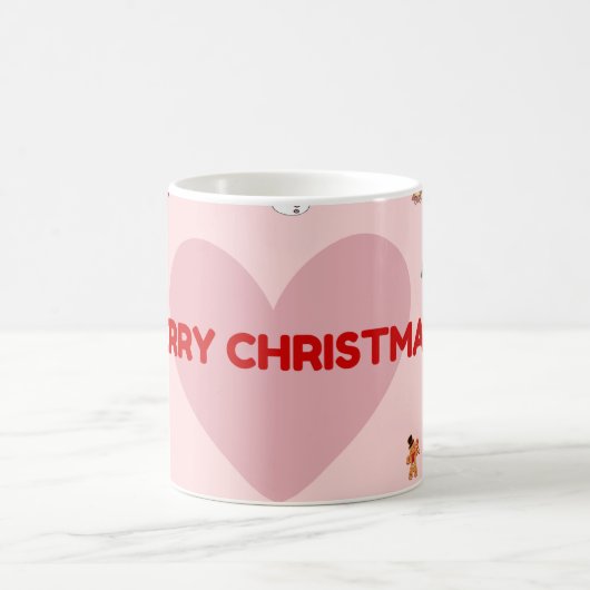 "Pink Heart Frohe Weihnachtskaffee Tasse mit Festi (Mittel)