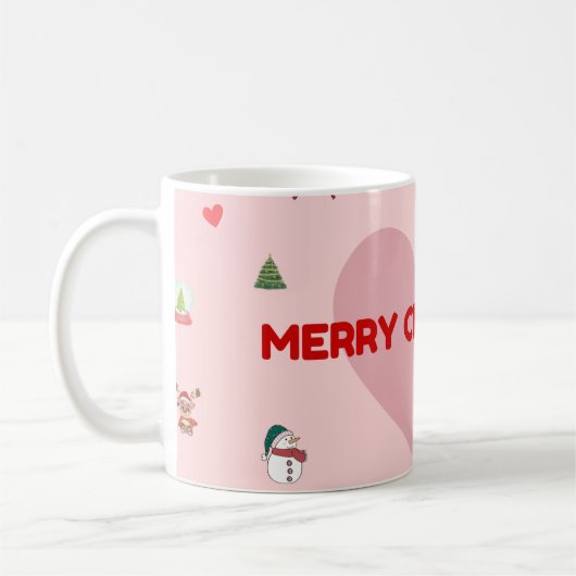 "Pink Heart Frohe Weihnachtskaffee Tasse mit Festi (Links)