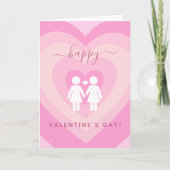 Pink Heart Gay Lesbian Couple Valentine Day Liebe Karte (Vorderseite)