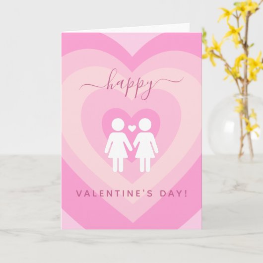 Pink Heart Gay Lesbian Couple Valentine Day Liebe Karte (Gelbe Blume)