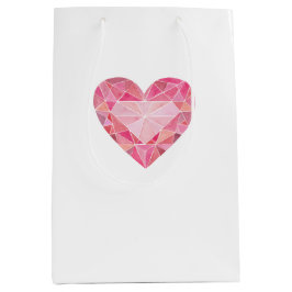 Pink Heart Gem Art Glam Chic Liebe Mittlere Geschenktüte