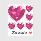 Pink Heart Gemstone Custom-Cut Vinyl Sticker (Blatt)
