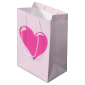 Pink Heart Gift Bag - individuell einstellbar Mittlere Geschenktüte (Vorderseite Schrägansicht)