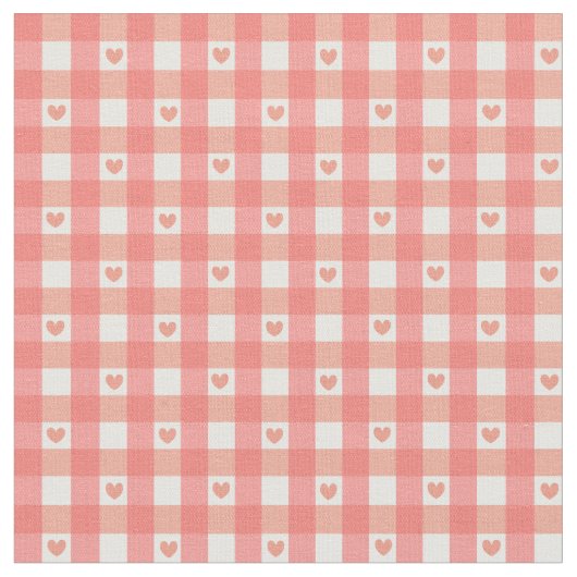 Pink Heart Gingham Stoff (Nahaufnahme)