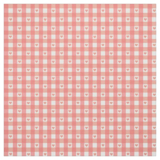 Pink Heart Gingham Stoff (Muster)