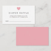 Pink Heart Girl Diaper Raffle Babyshower Begleitkarte (Vorne/Hinten)