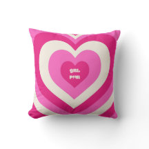 Pink Heart Girl Power Pillow