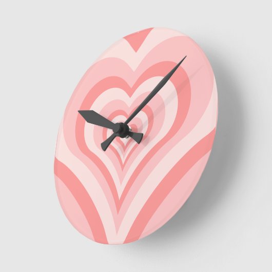 Pink Heart Gradient Pattern – Cute Girly Love Runde Wanduhr (Winkel)