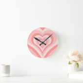 Pink Heart Gradient Pattern – Cute Girly Love Runde Wanduhr (Zuhause)