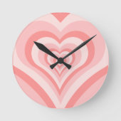 Pink Heart Gradient Pattern – Cute Girly Love Runde Wanduhr (Vorderseite)