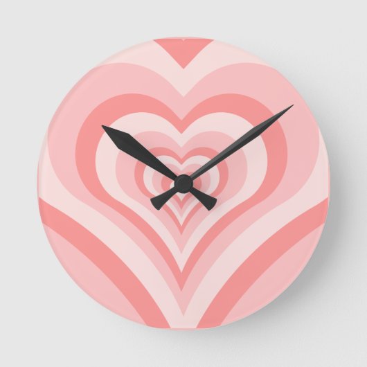 Pink Heart Gradient Pattern – Cute Girly Love Runde Wanduhr (Vorderseite)
