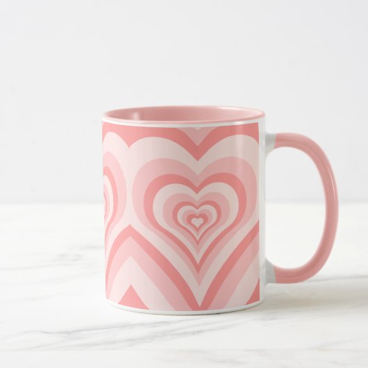 Pink Heart Gradient Pattern – Cute Girly Love Tasse (Rechts)