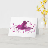 Pink Heart Gymnastics Leap Karte (Gelbe Blume)
