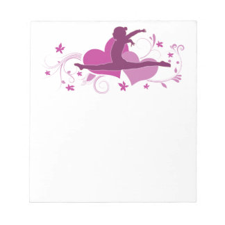 Pink Heart Gymnastics Leap Notizblock