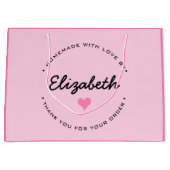 Pink Heart Homemade mit Liebe Danke Große Geschenktüte (Vorderseite)