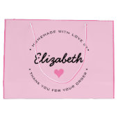 Pink Heart Homemade mit Liebe Danke Große Geschenktüte (Rückseite)