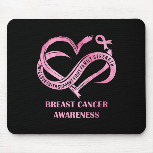 Pink Heart Hope Liebe Glaube Brustkrebs Bewusstsei Mousepad (Vorne)