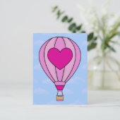 Pink Heart Hot Air Ballon Postkarte (Stehend Vorderseite)