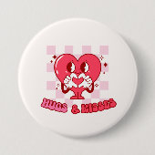 Pink Heart Hugs and Kisses Button (Vorderseite)