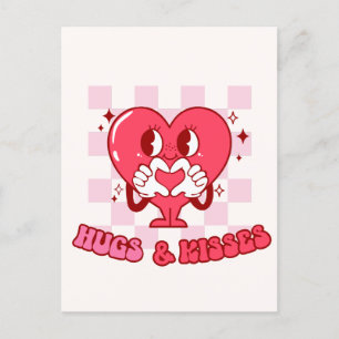 Pink Heart Hugs and Kisses Postkarte