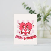 Pink Heart Hugs and Kisses Postkarte (Stehend Vorderseite)