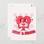 Pink Heart Hugs and Kisses Postkarte (Vorne/Hinten)