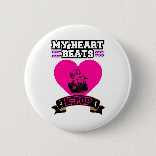 Pink Heart Idol singt KPop Music Liebe Design Button (Vorderseite)