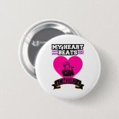 Pink Heart Idol singt KPop Music Liebe Design Button (Vorne & Hinten)
