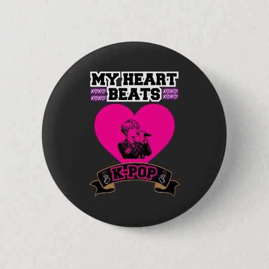 Pink Heart Idol singt KPop Music Liebe Design Button (Vorderseite)