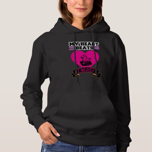 Pink Heart Idol singt KPop Music Liebe Design Hoodie (Vorderseite)