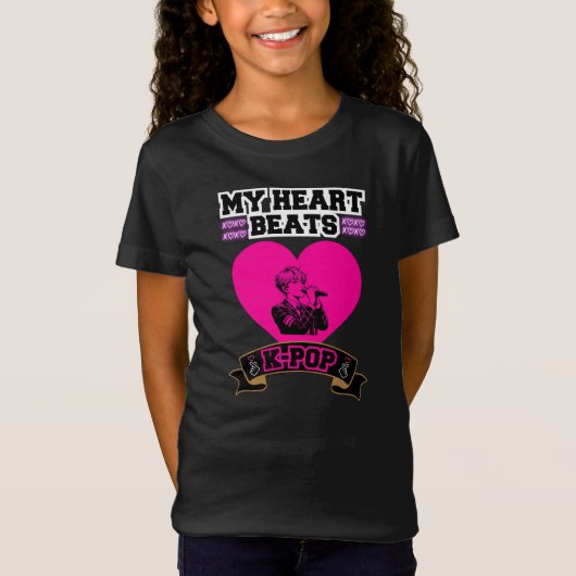 Pink Heart Idol singt KPop Music Liebe Design T-Shirt (Vorderseite)