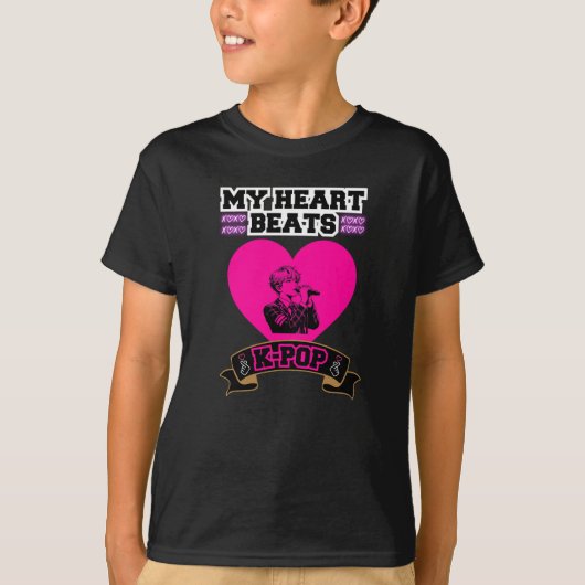 Pink Heart Idol singt KPop Music Liebe Design T-Shirt (Vorderseite)