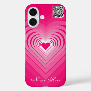 Pink Heart iPhone Case Individuelle Name und QR Co