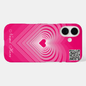 Pink Heart iPhone Case Individuelle Name und QR Co (Rückseite (Horizontal))