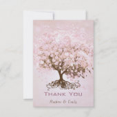 Pink Heart Leaf Tree Vielen Dank Dankeskarte (Vorderseite)