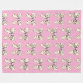 Pink Heart Leopard Girly Bow Fleecedecke (Vorderseite (Horizontal))