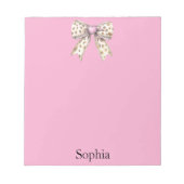 Pink Heart Leopard Girly Bow Notizblock (Vorderseite)