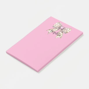 Pink Heart Leopard Girly Bow Post-it Klebezettel