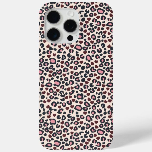 Pink Heart Leopard Print iPhone Case (Rückseite)