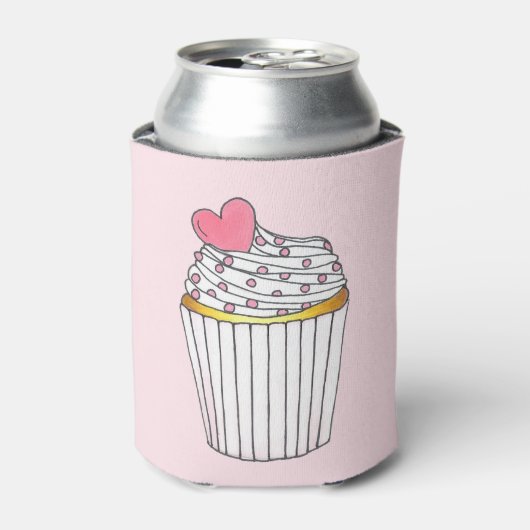 Pink Heart Liebe Cupcake Bridal Baby Dusche Gefall Dosenkühler (Kanne Vorderseite)