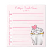 Pink Heart Liebe Cupcake Bridal Baby Dusche Notizblock (Vorderseite)