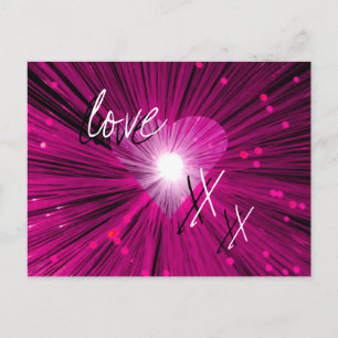 Pink Heart 'Liebe & Kisses' Postkarte