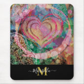Pink Heart Liebe Mandala Personalize Monogram Boho Mousepad (Vorne)